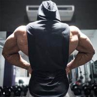 Marka odzież gimnastyczna męskie kulturystyka bezrękawnik z kapturem bawełna kamizelka bez rękawów bluza Fitness Workout odzież sportowa topy męskie 3